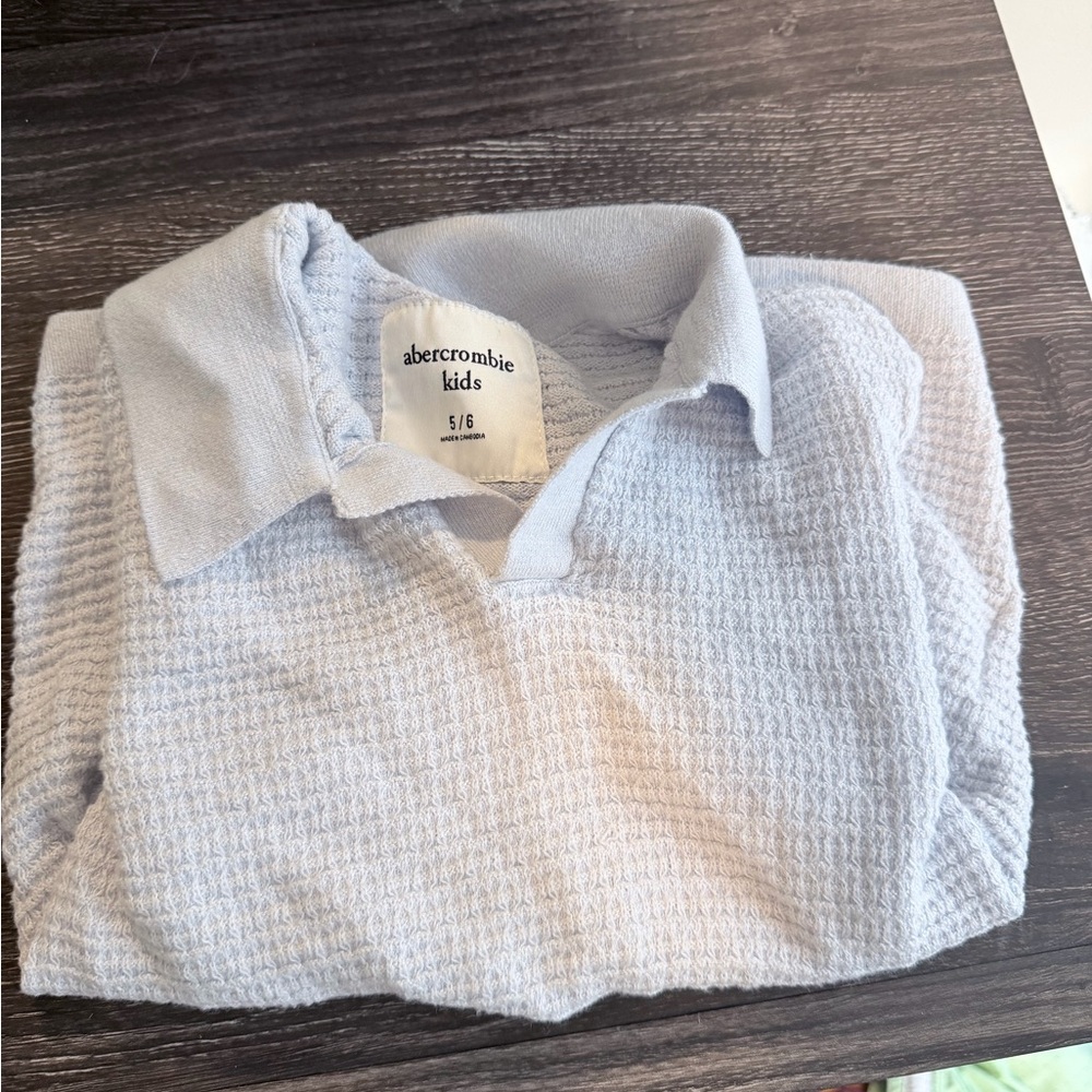 abercrombie kids Light Blue Waffle Polo Shirt